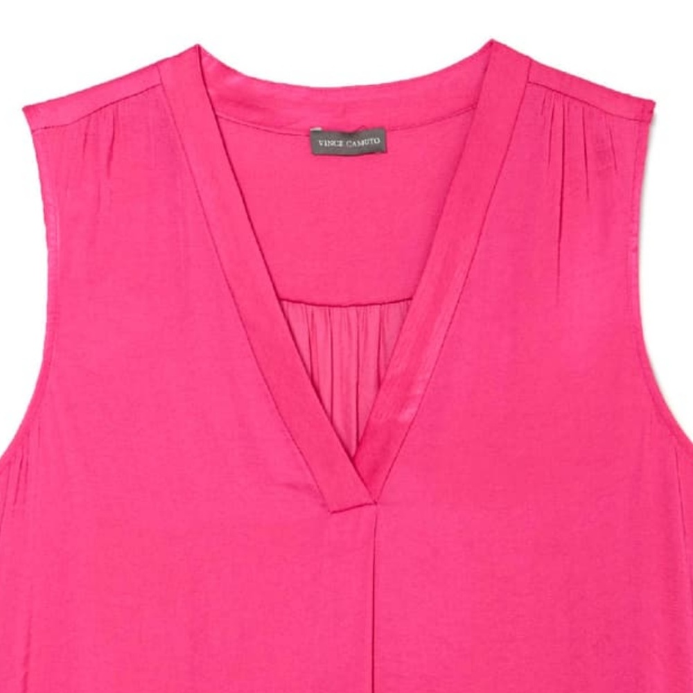 VINCE CAMUTO Rumpled Satin Pink Flame Blouse NWT - Picture 4 of 4